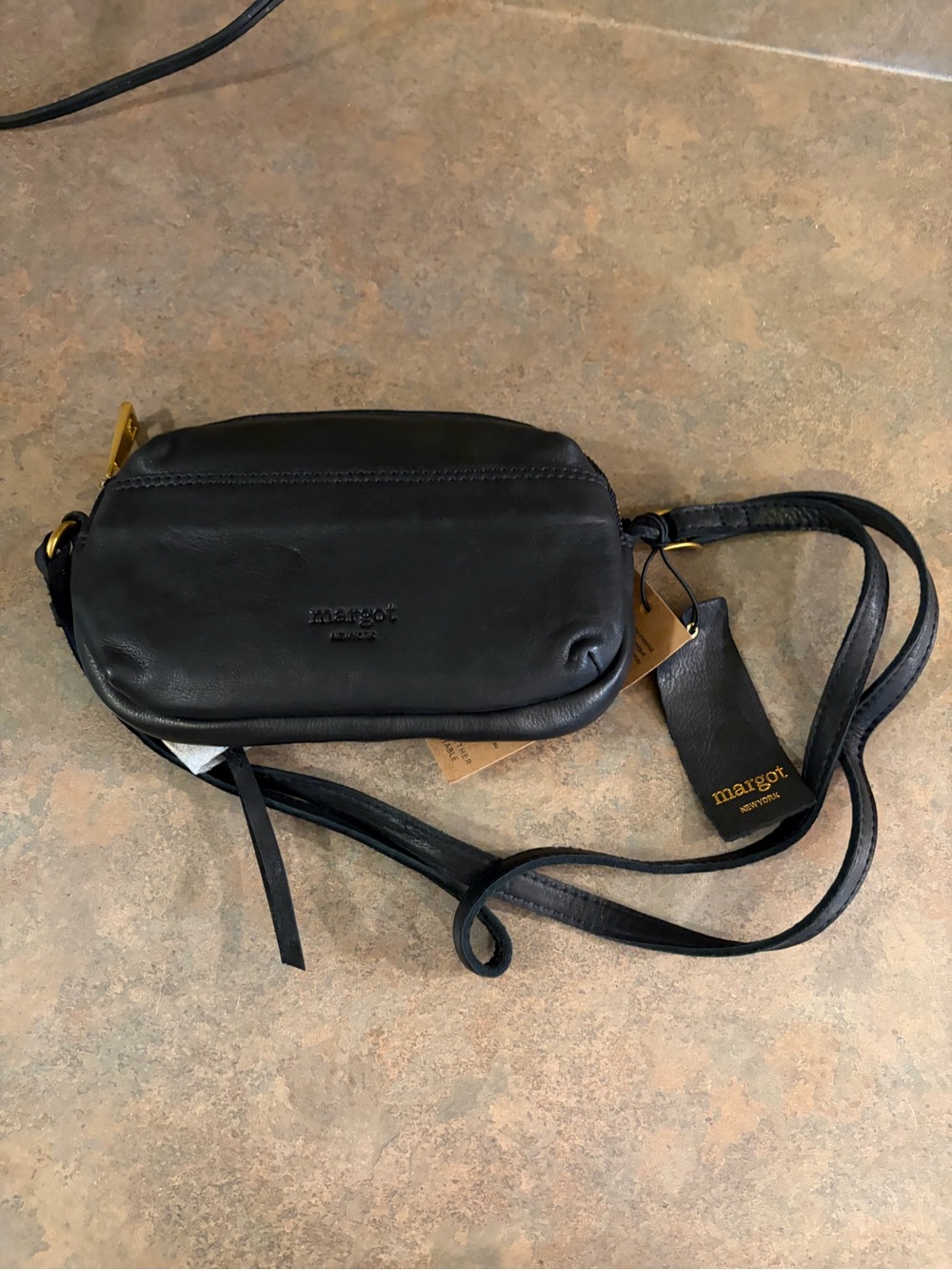 margot Black Leather crossbody